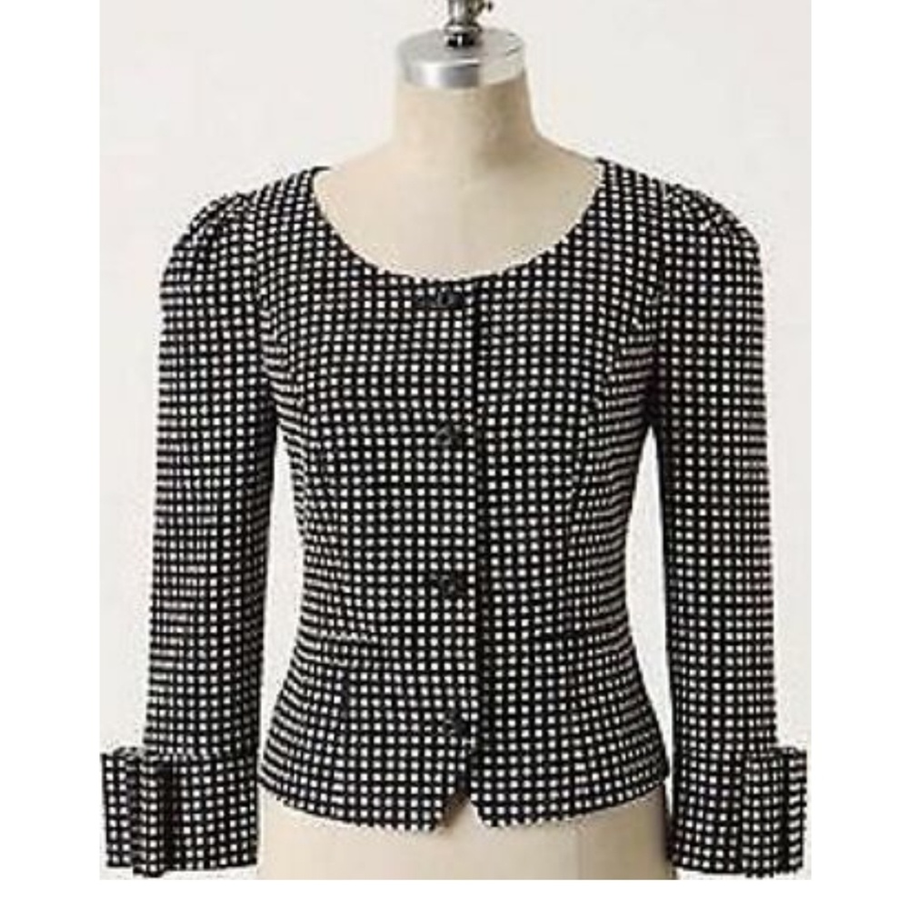 ANTHROPOLOGIE Black/White Polka Dot Jacket Blazer